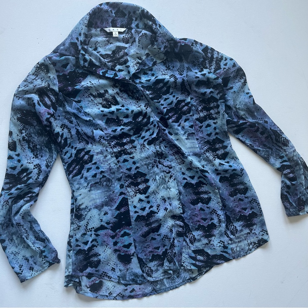 Cabi #609 Blue Sheer Python Snake Fitted Blouse S… - image 3